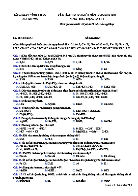 Đề kiểm tra học kì I năm học 2016 - 2017 môn Hóa học lớp 11